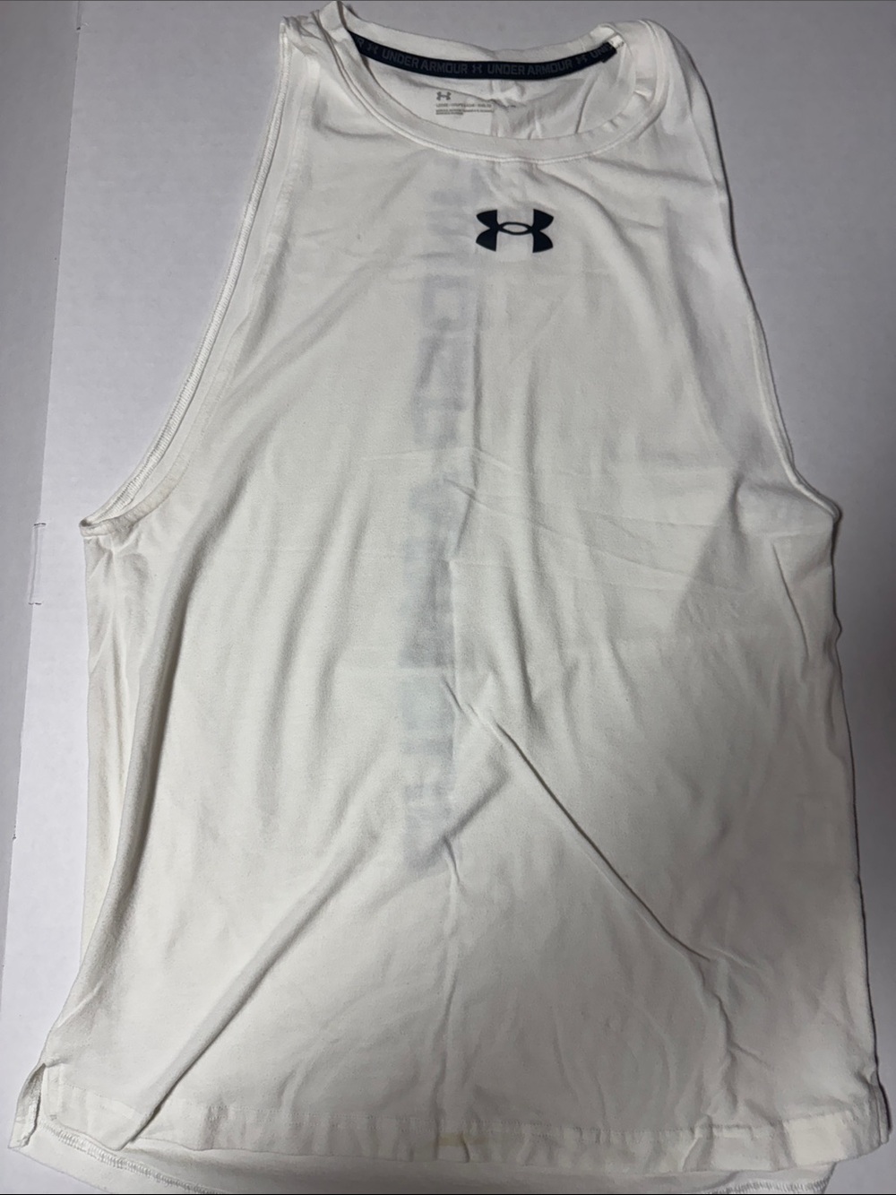 Under Armour White Men's Athletic Tank with Black Logo
